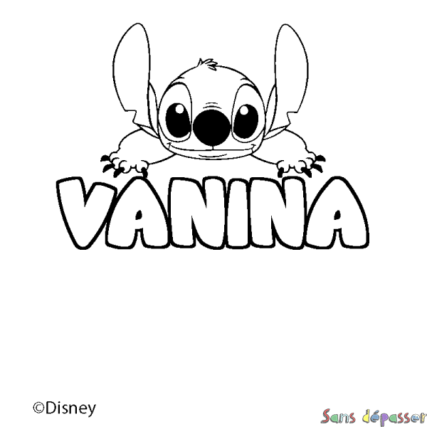 Coloriage pr&eacute;nom VANINA - d&eacute;cor Stitch