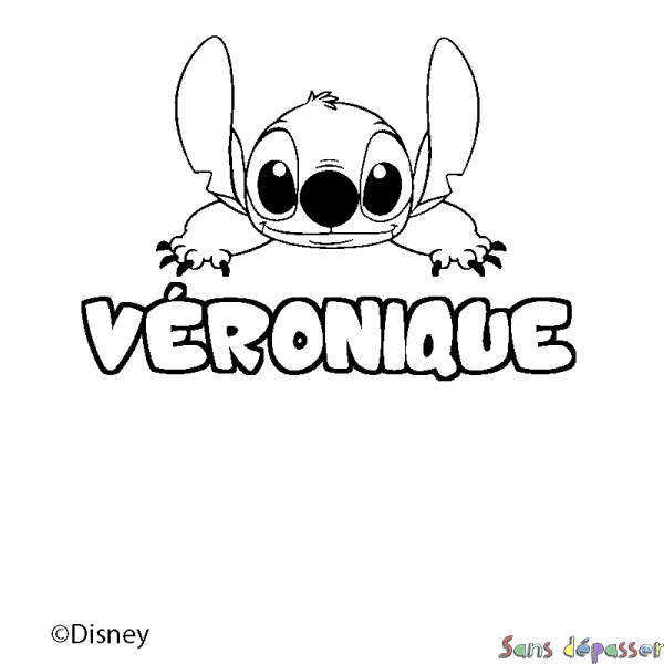Coloriage pr&eacute;nom V&Eacute;RONIQUE - d&eacute;cor Stitch