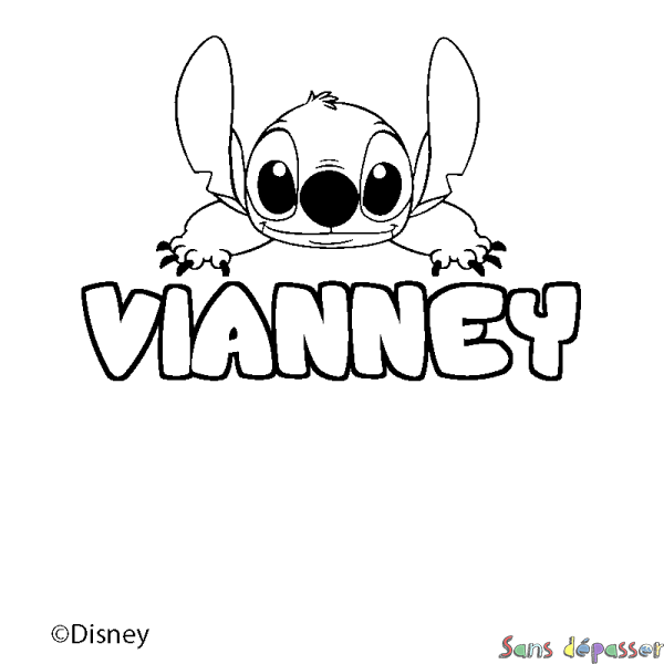 Coloriage pr&eacute;nom VIANNEY - d&eacute;cor Stitch
