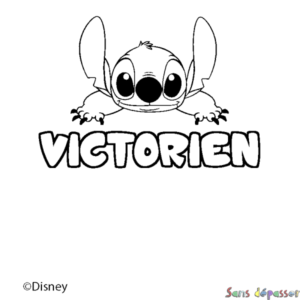 Coloriage pr&eacute;nom VICTORIEN - d&eacute;cor Stitch