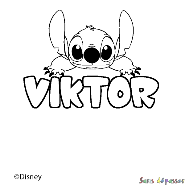 Coloriage pr&eacute;nom VIKTOR - d&eacute;cor Stitch