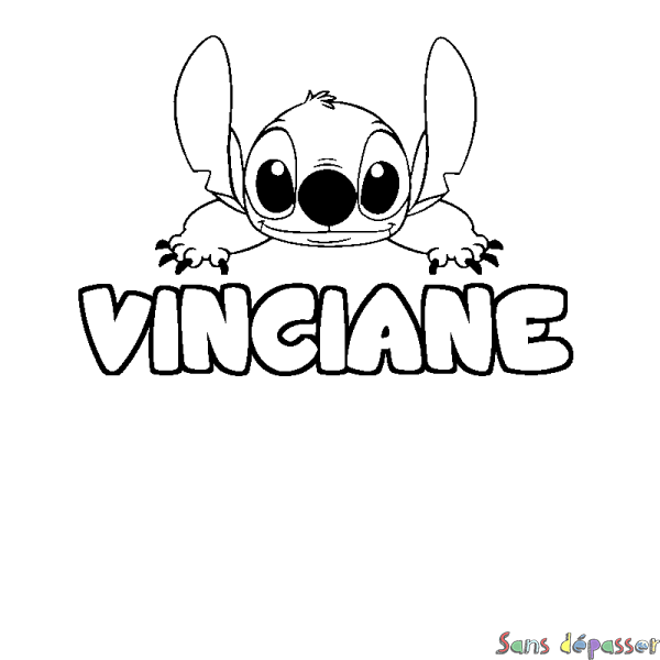 Coloriage prénom VINCIANE - d&eacute;cor Stitch