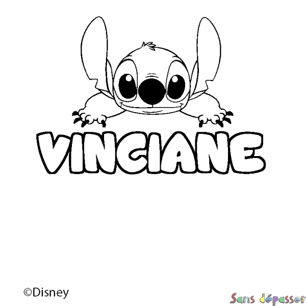 Coloriage pr&eacute;nom VINCIANE - d&eacute;cor Stitch