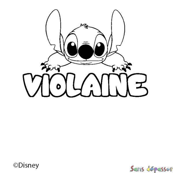 Coloriage pr&eacute;nom VIOLAINE - d&eacute;cor Stitch