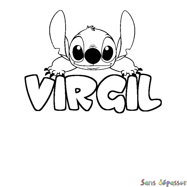 Coloriage prénom VIRGIL - d&eacute;cor Stitch
