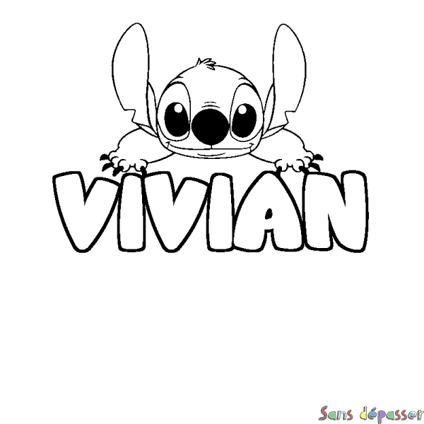 Coloriage prénom VIVIAN - d&eacute;cor Stitch