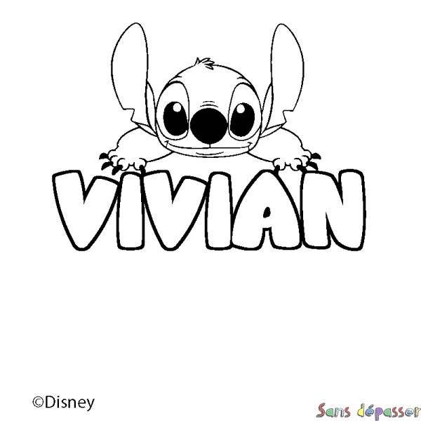 Coloriage pr&eacute;nom VIVIAN - d&eacute;cor Stitch