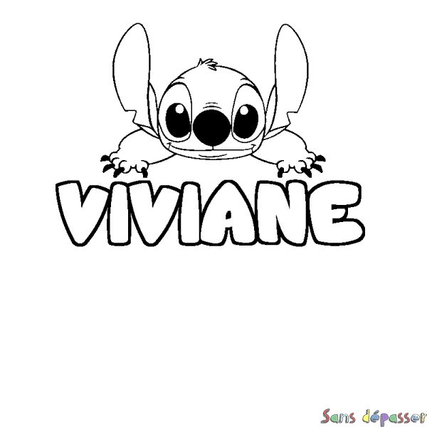 Coloriage prénom VIVIANE - d&eacute;cor Stitch