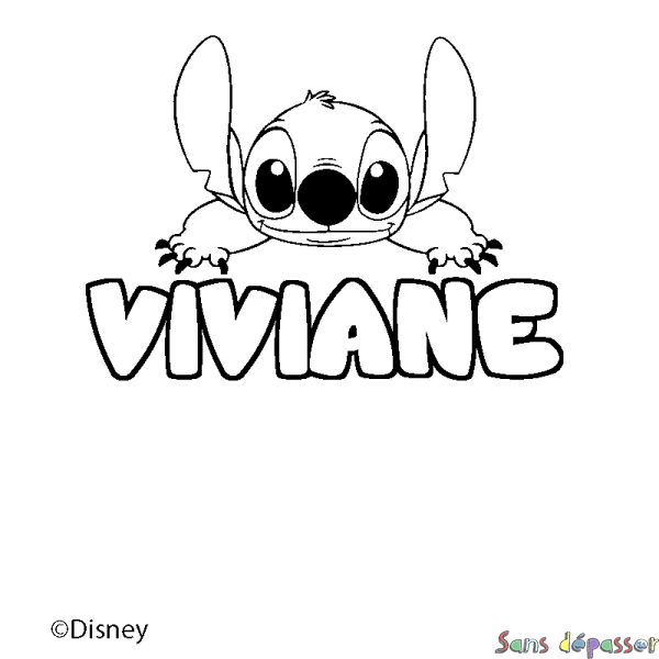 Coloriage pr&eacute;nom VIVIANE - d&eacute;cor Stitch