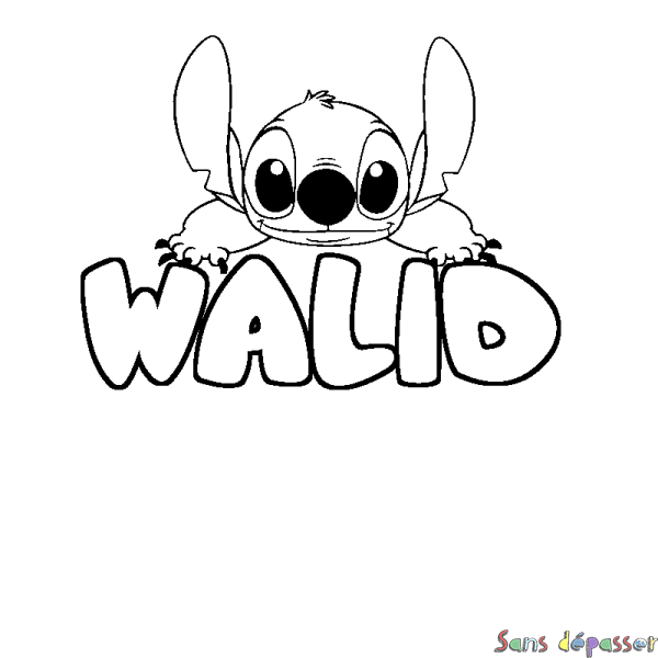 Coloriage prénom WALID - d&eacute;cor Stitch