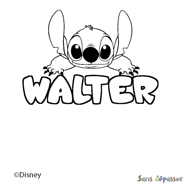 Coloriage pr&eacute;nom WALTER - d&eacute;cor Stitch