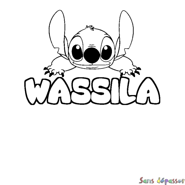 Coloriage prénom WASSILA - d&eacute;cor Stitch