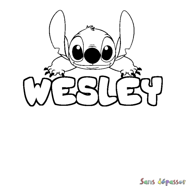 Coloriage prénom WESLEY - d&eacute;cor Stitch