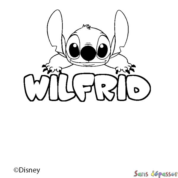Coloriage pr&eacute;nom WILFRID - d&eacute;cor Stitch