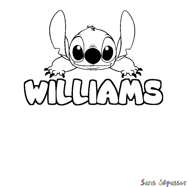 Coloriage prénom WILLIAMS - d&eacute;cor Stitch