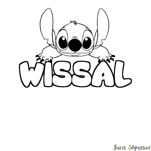 Coloriage prénom WISSAL - d&eacute;cor Stitch