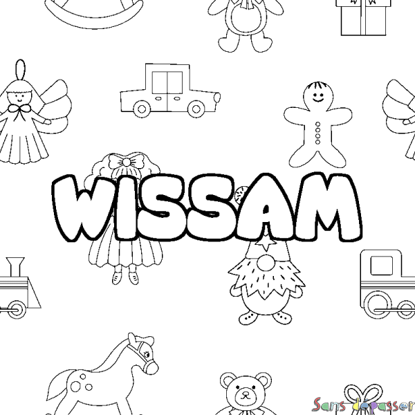 Coloriage prénom WISSAM - d&eacute;cor Jouets