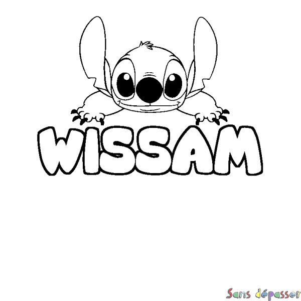 Coloriage prénom WISSAM - d&eacute;cor Stitch