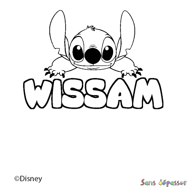 Coloriage pr&eacute;nom WISSAM - d&eacute;cor Stitch