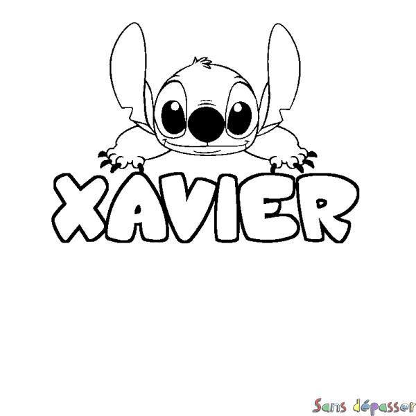 Coloriage prénom XAVIER - d&eacute;cor Stitch
