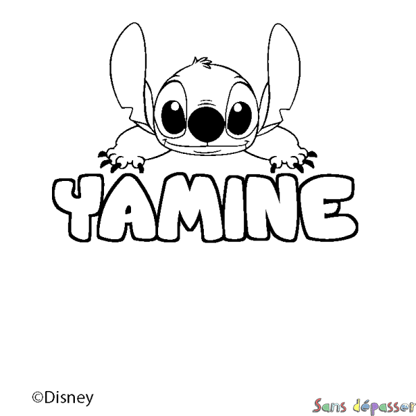 Coloriage pr&eacute;nom YAMINE - d&eacute;cor Stitch