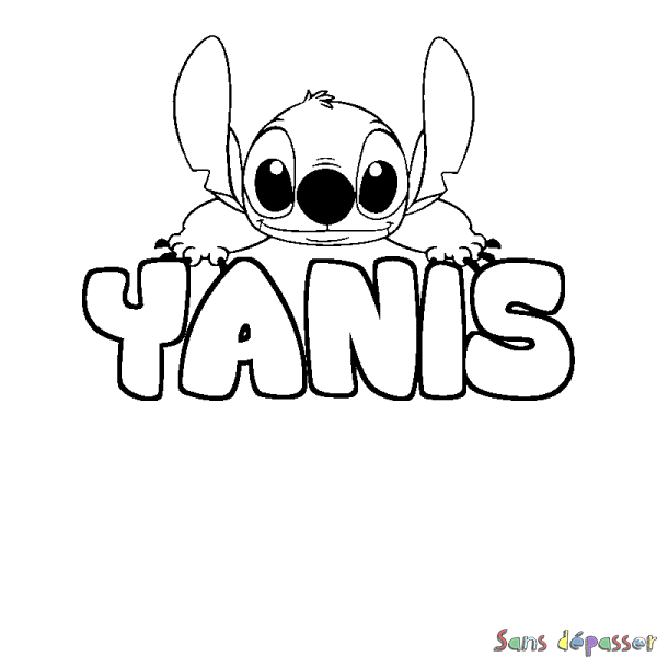 Coloriage prénom YANIS - d&eacute;cor Stitch