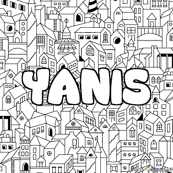Coloriage prénom YANIS - d&eacute;cor Ville