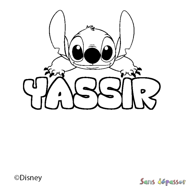 Coloriage pr&eacute;nom YASSIR - d&eacute;cor Stitch