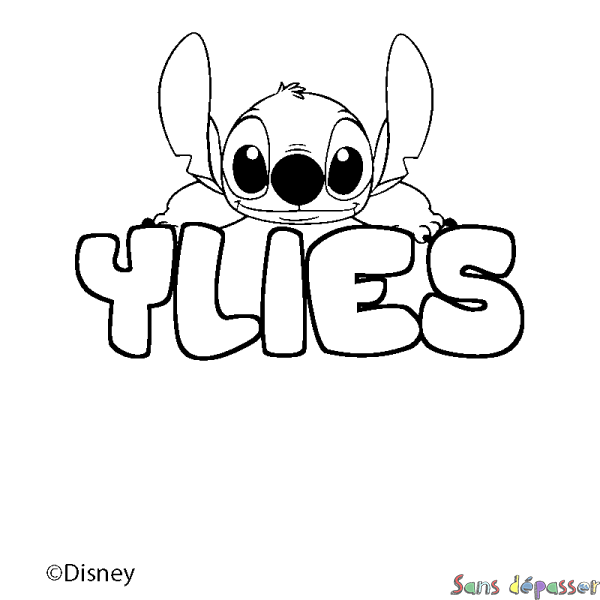 Coloriage pr&eacute;nom YLIES - d&eacute;cor Stitch