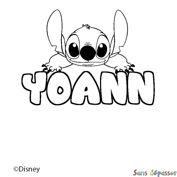 Coloriage pr&eacute;nom YOANN - d&eacute;cor Stitch