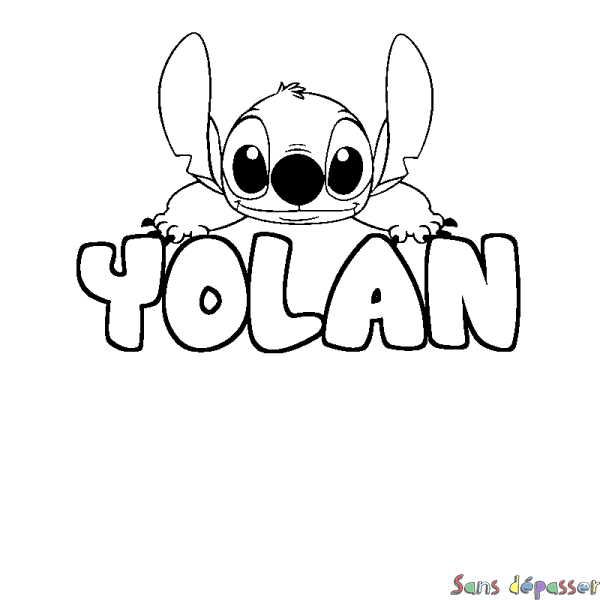 Coloriage prénom YOLAN - d&eacute;cor Stitch