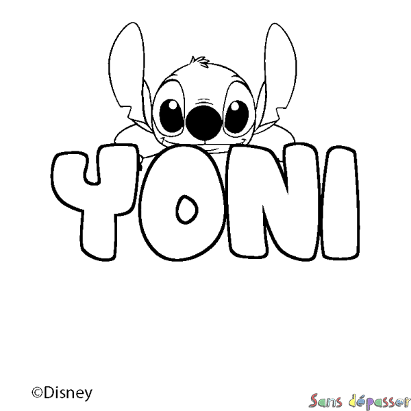 Coloriage pr&eacute;nom YONI - d&eacute;cor Stitch
