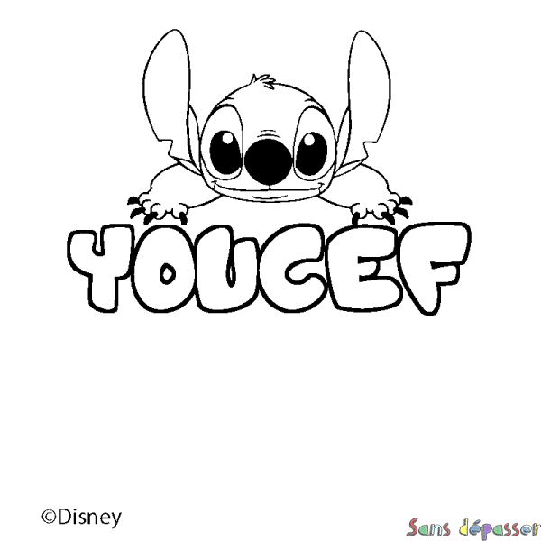 Coloriage pr&eacute;nom YOUCEF - d&eacute;cor Stitch