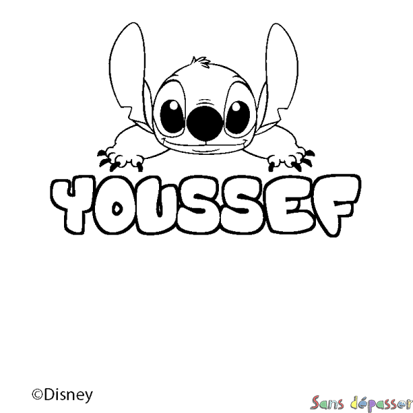 Coloriage pr&eacute;nom YOUSSEF - d&eacute;cor Stitch