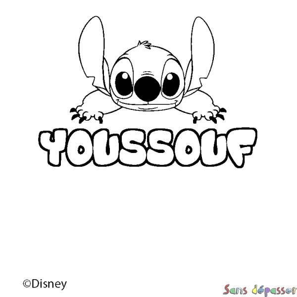 Coloriage pr&eacute;nom YOUSSOUF - d&eacute;cor Stitch