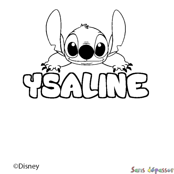 Coloriage pr&eacute;nom YSALINE - d&eacute;cor Stitch