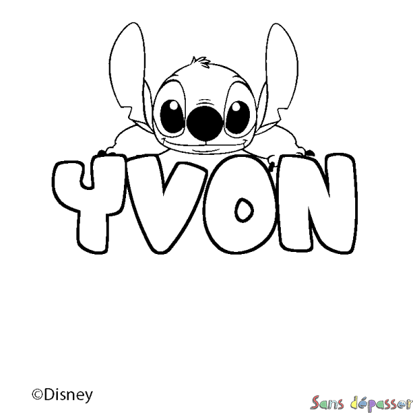 Coloriage pr&eacute;nom YVON - d&eacute;cor Stitch