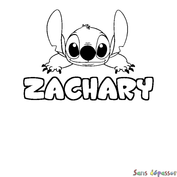 Coloriage prénom ZACHARY - d&eacute;cor Stitch