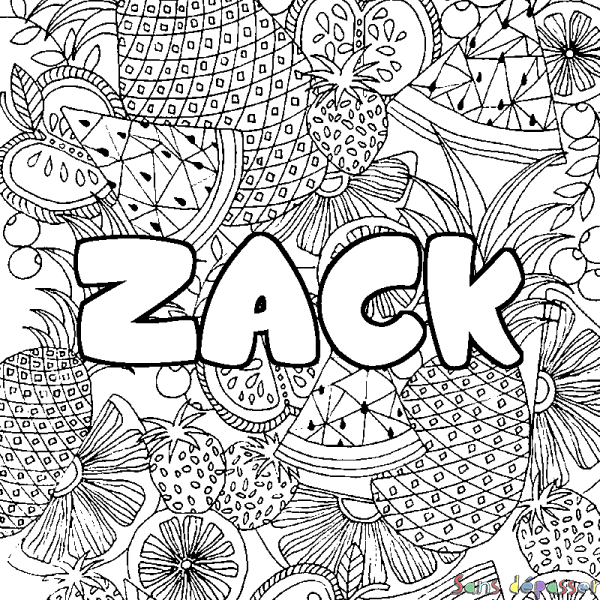 Coloriage prénom ZACK - d&eacute;cor Mandala fruits