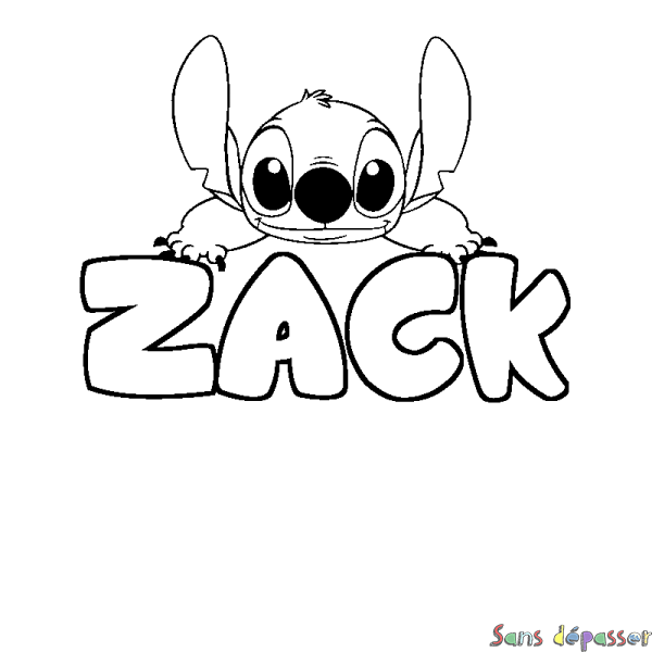 Coloriage prénom ZACK - d&eacute;cor Stitch