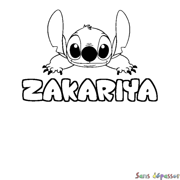 Coloriage prénom ZAKARIYA - d&eacute;cor Stitch
