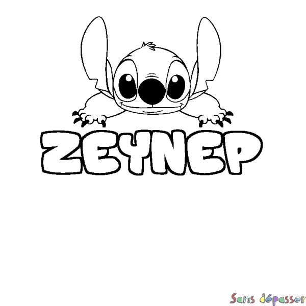 Coloriage prénom ZEYNEP - d&eacute;cor Stitch