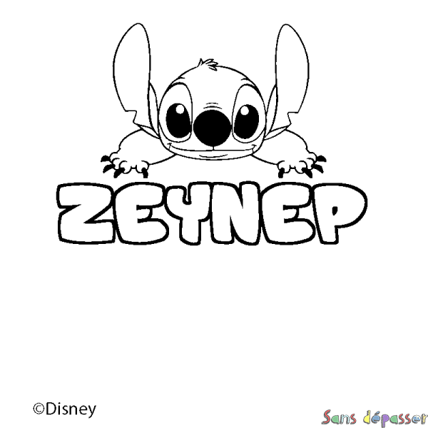 Coloriage pr&eacute;nom ZEYNEP - d&eacute;cor Stitch