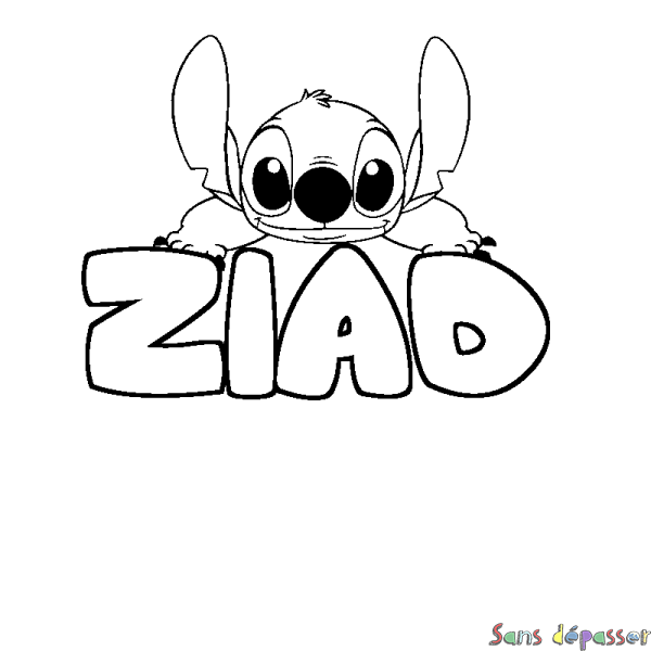 Coloriage prénom ZIAD - d&eacute;cor Stitch