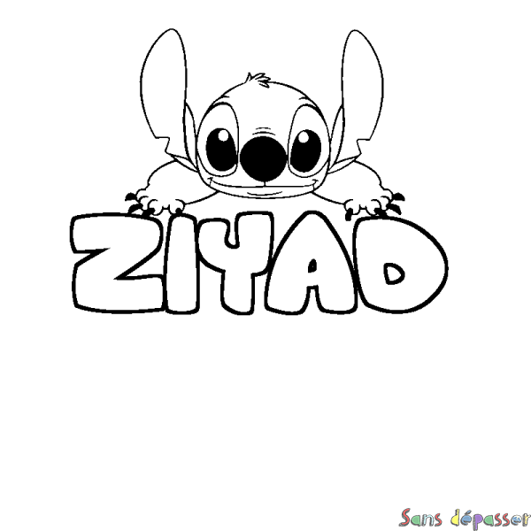 Coloriage prénom ZIYAD - d&eacute;cor Stitch