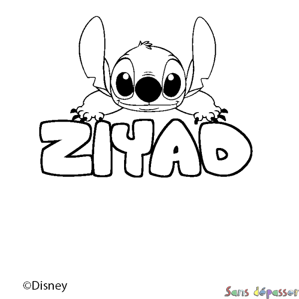 Coloriage pr&eacute;nom ZIYAD - d&eacute;cor Stitch