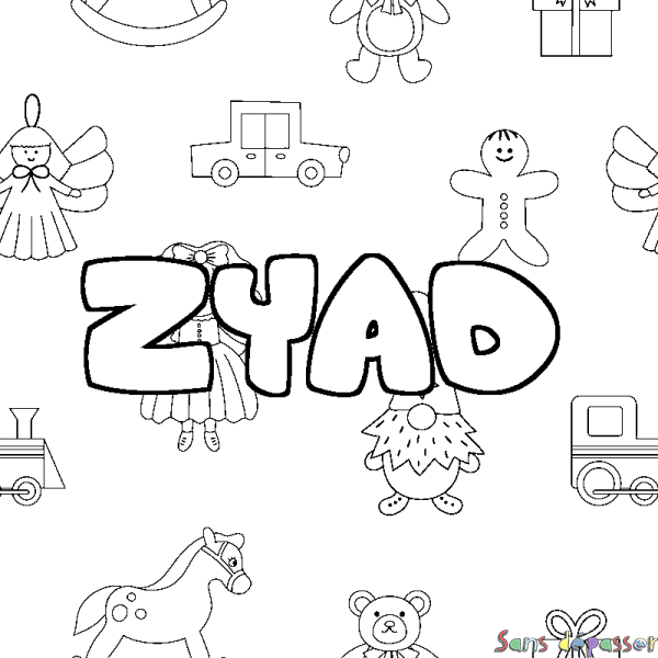 Coloriage prénom ZYAD - d&eacute;cor Jouets