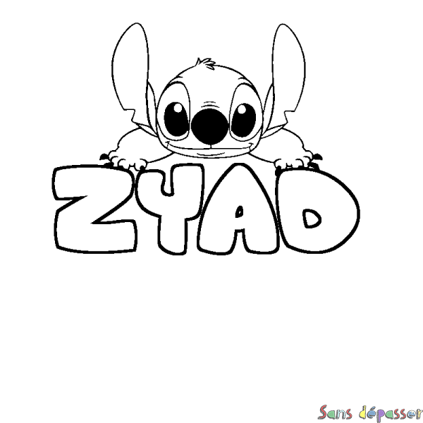 Coloriage prénom ZYAD - d&eacute;cor Stitch