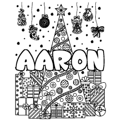 Coloriage AARON - d&eacute;cor Sapin et Cadeaux
