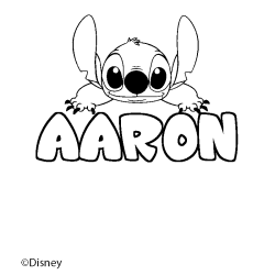 Coloriage pr&eacute;nom AARON - d&eacute;cor Stitch